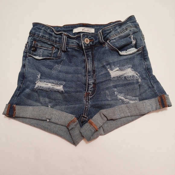 KanCan Distressed High Waist Denim Jean Shorts 26 - Picture 1 of 4